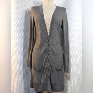 White house black market sweater dress duster cardigan gray M